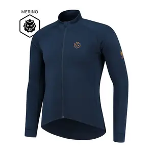 FUTURUM JONA Merino Fietsshirt Lange Mouwen Donkerblauw Heren