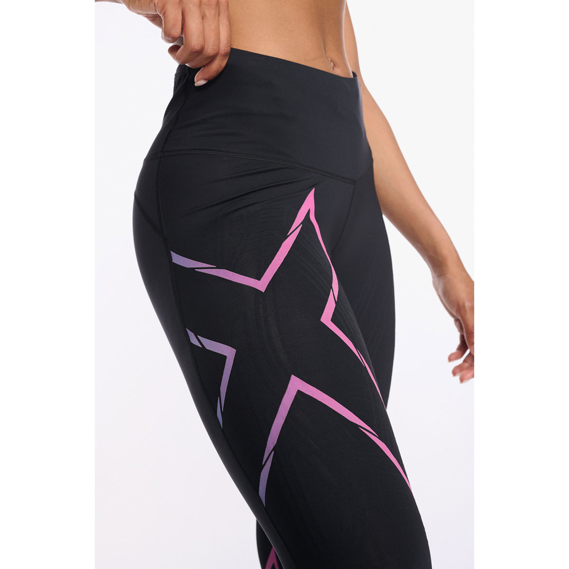 2XU Light Speed Mid-Rise Compression Hardloopbroek Lang Zwart/Roze Dames