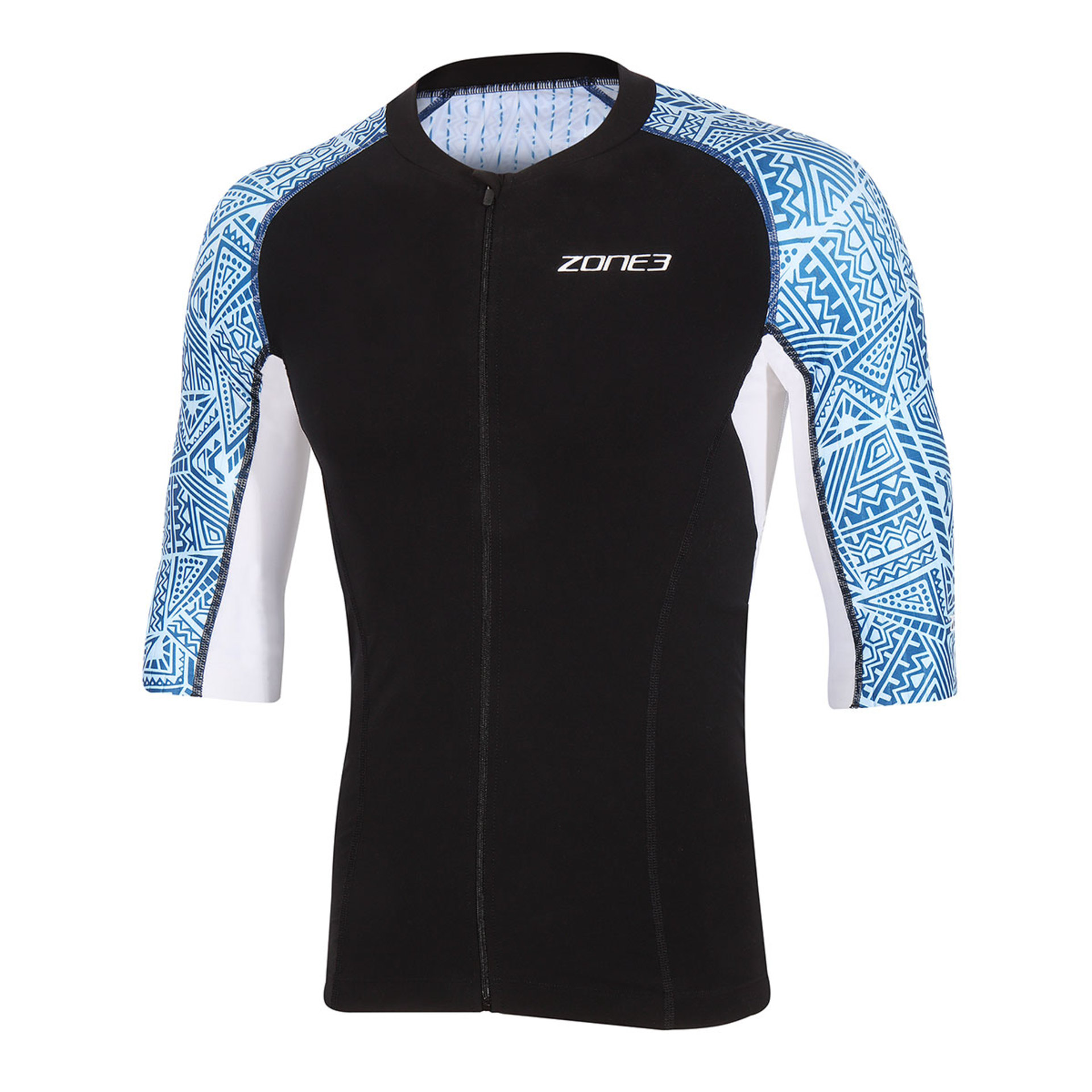 Zone3 Lava Long Distance Triathlon Shirt Korte Mouwen Zwart/Wit/Blauw Heren