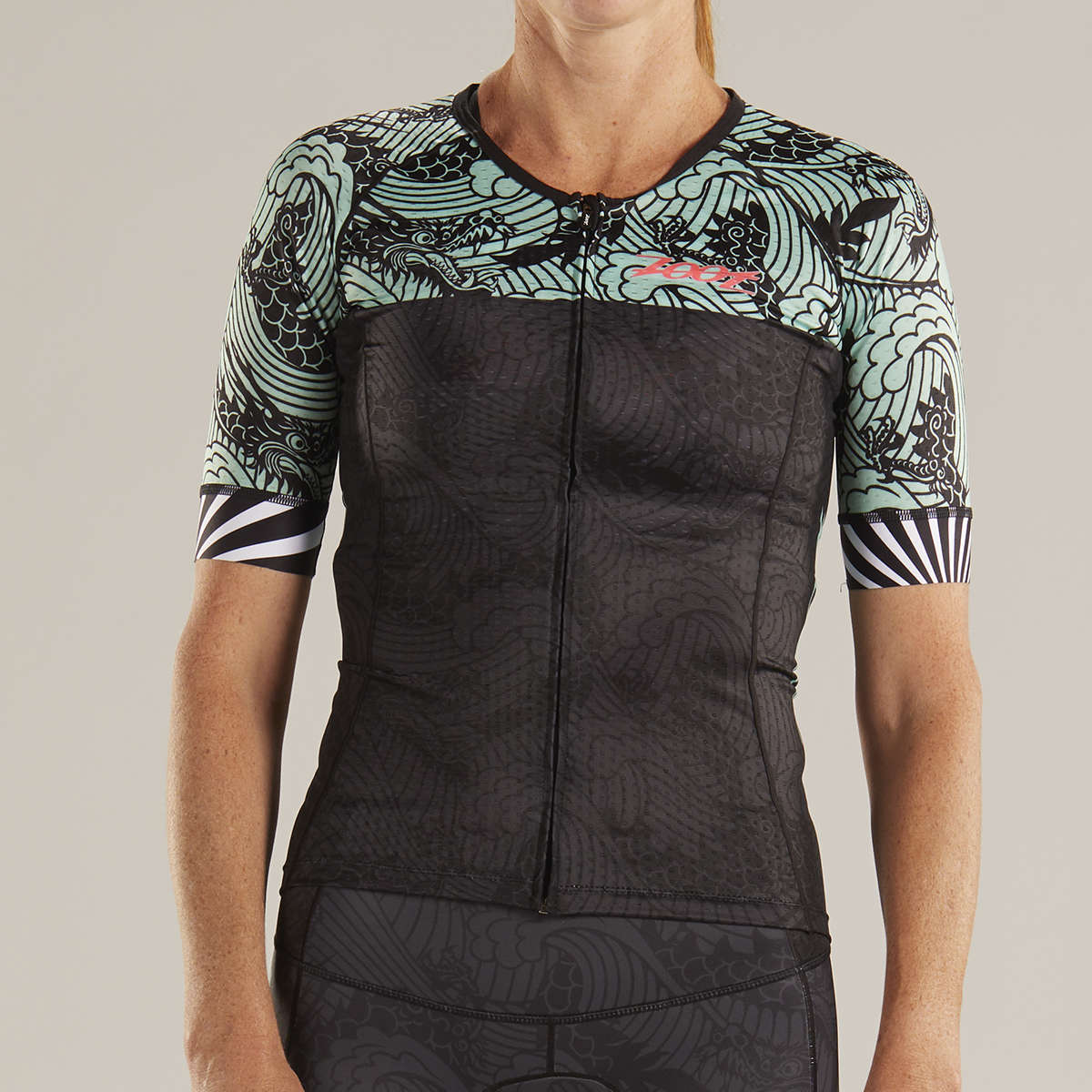 Zoot TOKYO Aero Triathlon Shirt Korte Mouwen Grijs/Lichtblauw Dames