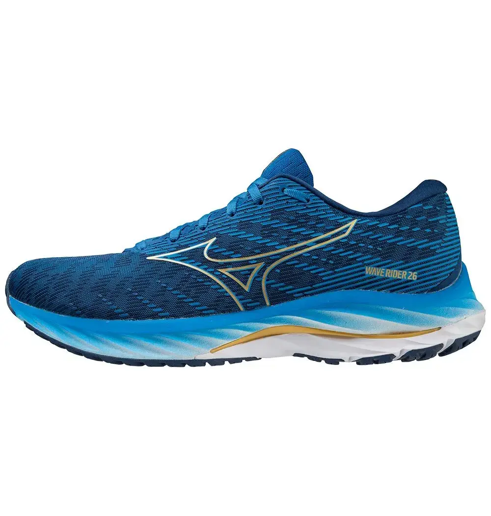 Tweedekans Mizuno Wave Rider 26 Hardloopschoenen Blauw Goud Heren Maat 43