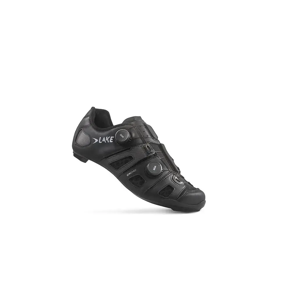 Tweedekans Lake CX242 Wide Wielrenschoenen Zwart Zilver Heren Maat 43 koop je bij Futurumshop