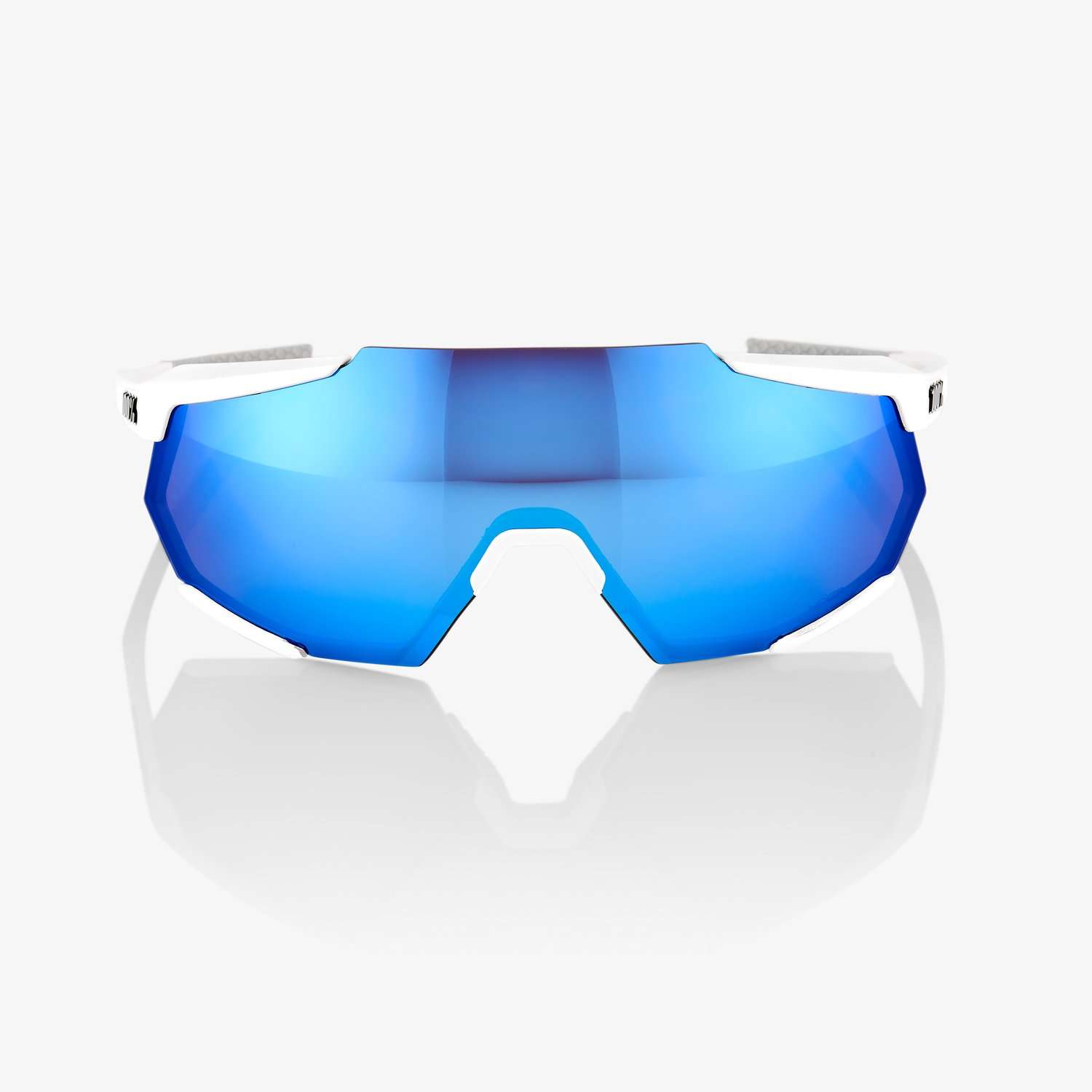 100% Racetrap Sport Zonnebril Mat Wit HiPER Blue Multilayer Mirror Lens