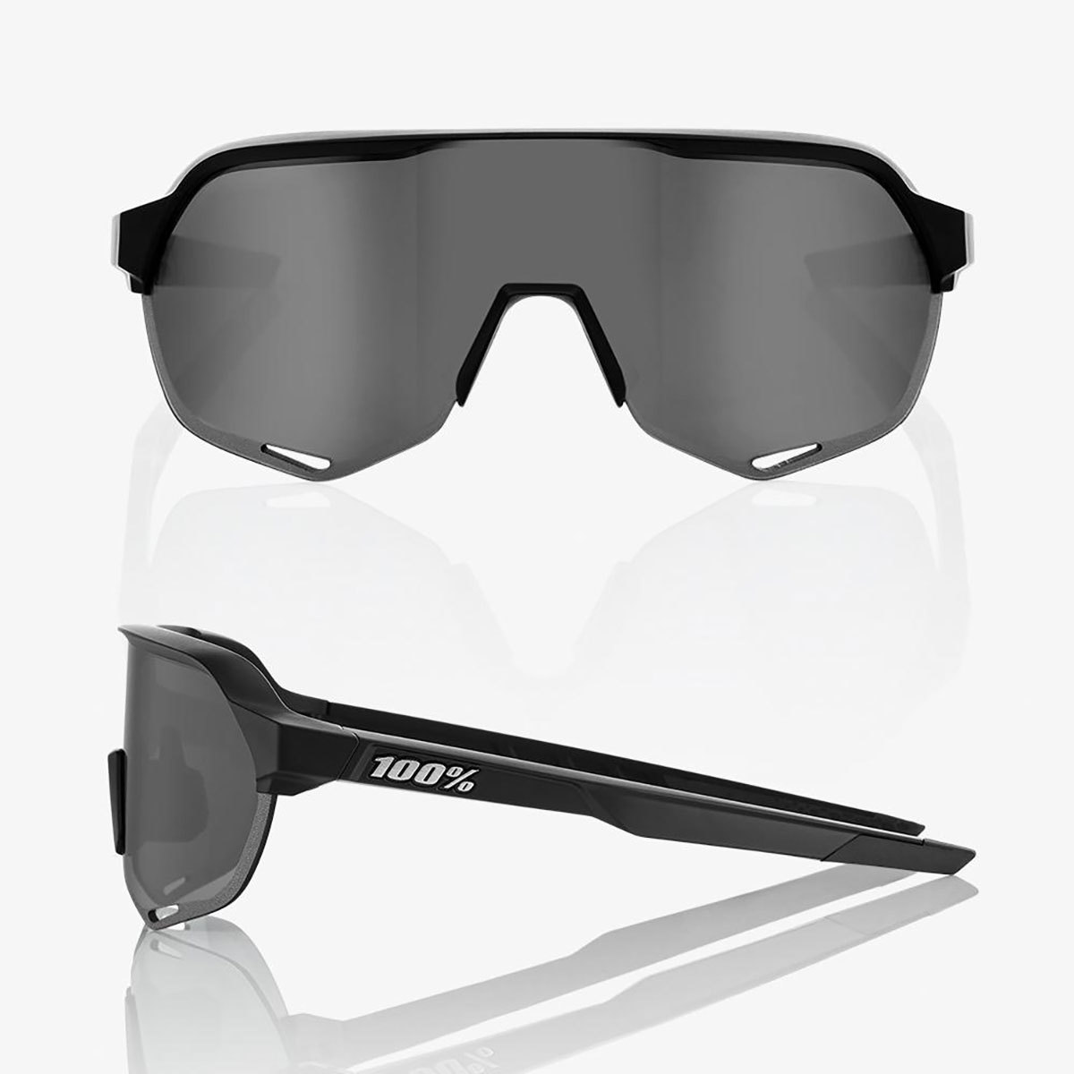 100% S2 Sport Zonnebril Zwart met Smoke Lens