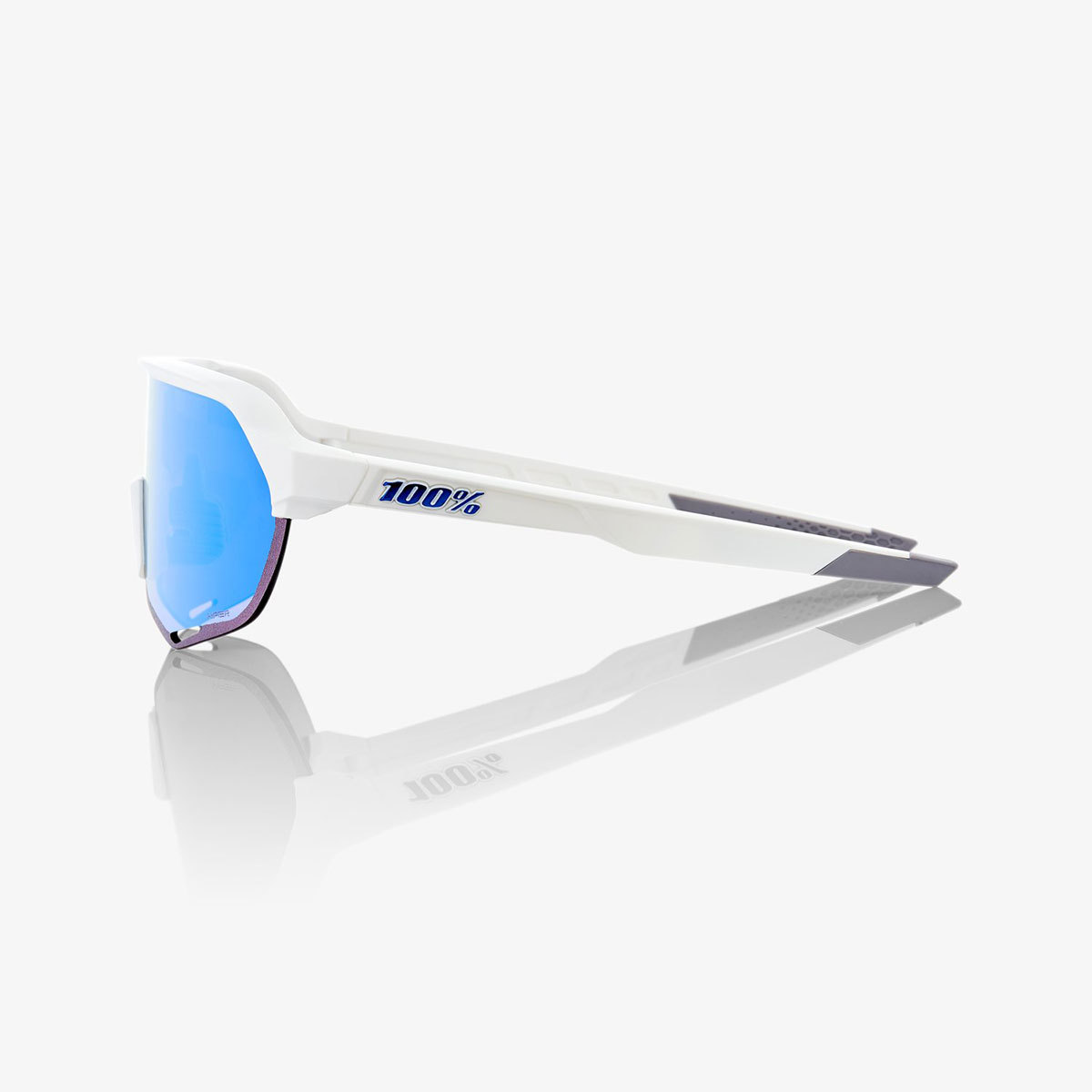 100% S2 Sport Zonnebril Mat Wit met HiPER Blue Multilayer Mirror Lens
