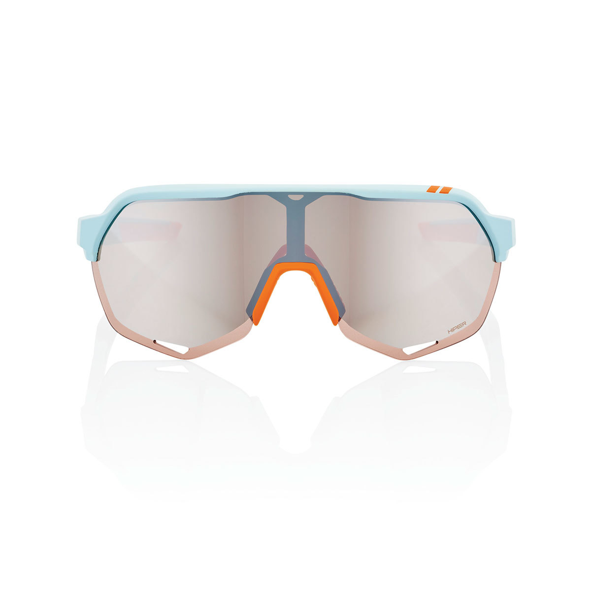 100% S2 Sport Zonnebril Lichtblauw/Oranje met HiPER Silver Mirror Lens