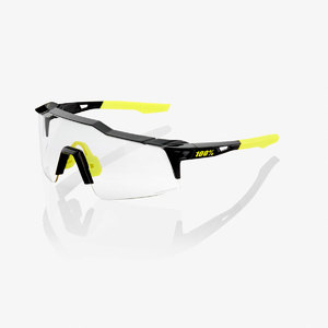 100% Speedcraft SL Sport Zonnebril Glanzend Zwart/Geel met Photochromic Len