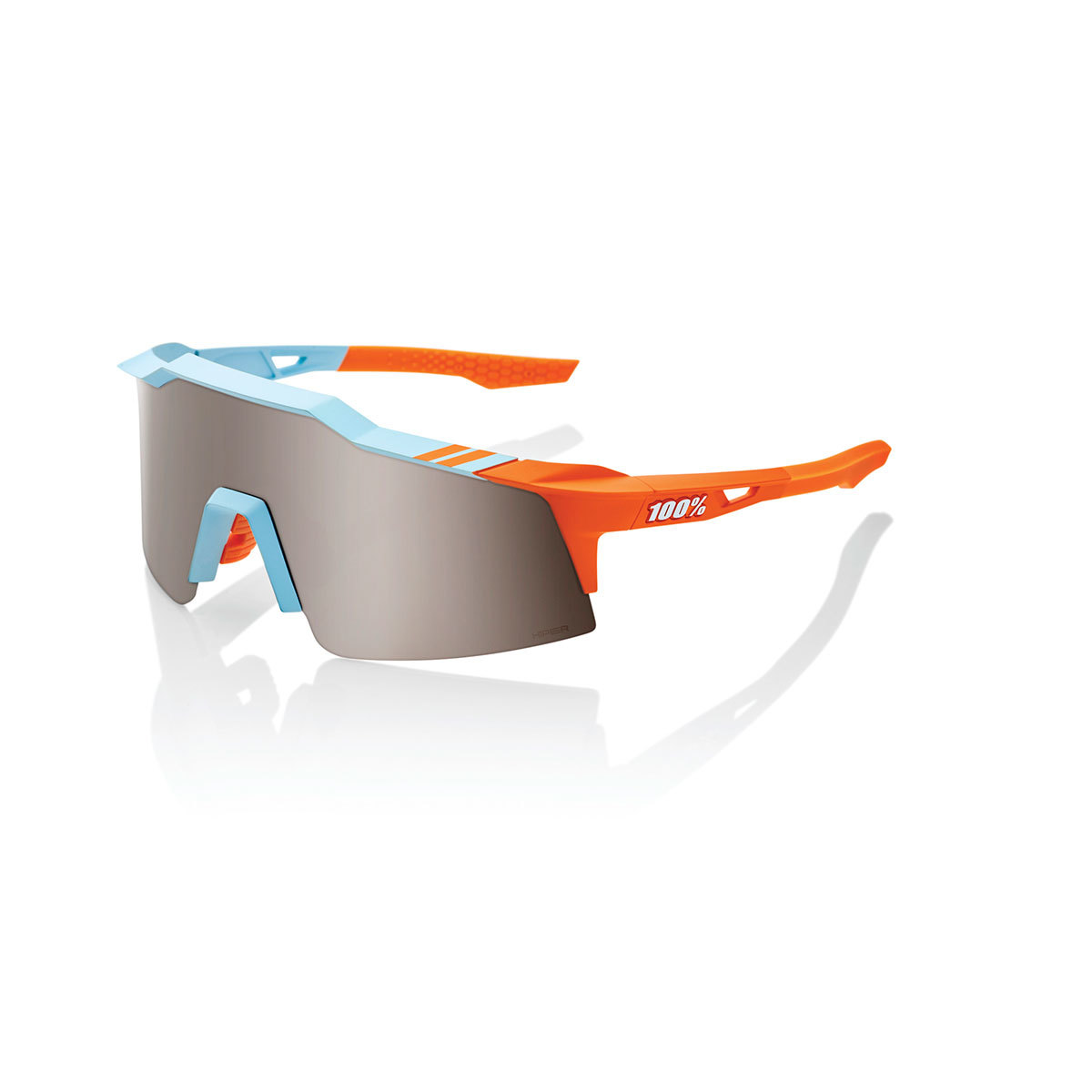 100% Speedcraft SL Sport Zonnebril Lichtblauw/Oranje met HiPER Silver Mirro