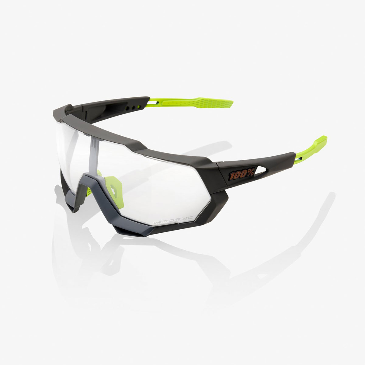 100% Speedtrap Sport Zonnebril Grijs/Geel met Photochromic Lens