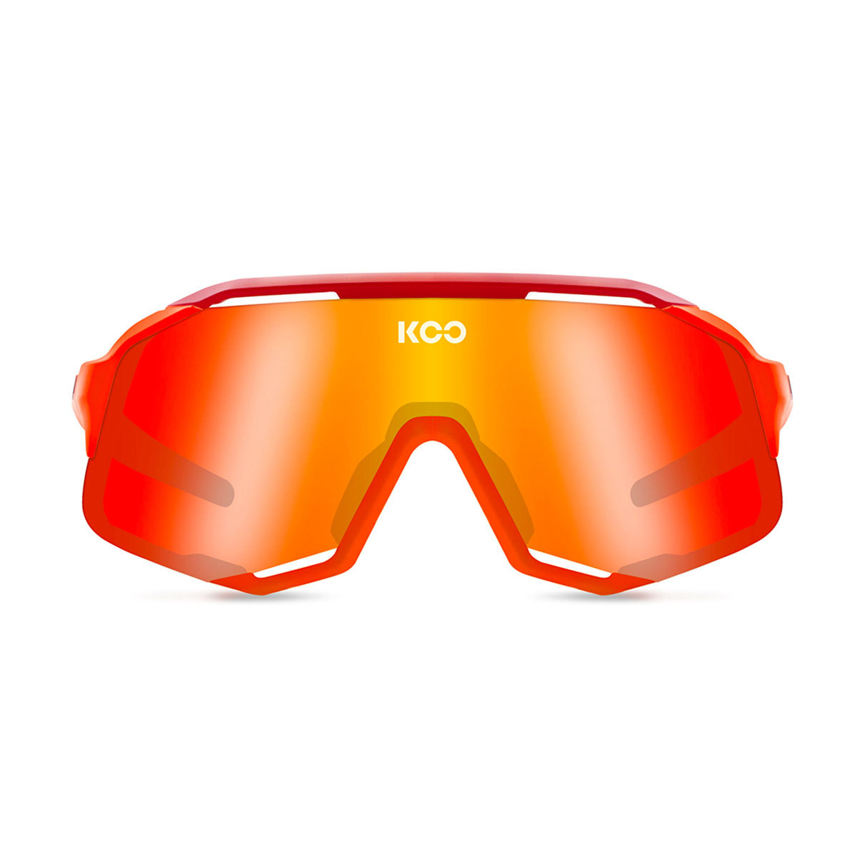 KOO DEMOS Sport Zonnebril Fluo Oranje/Rood met Red Mirror Lens