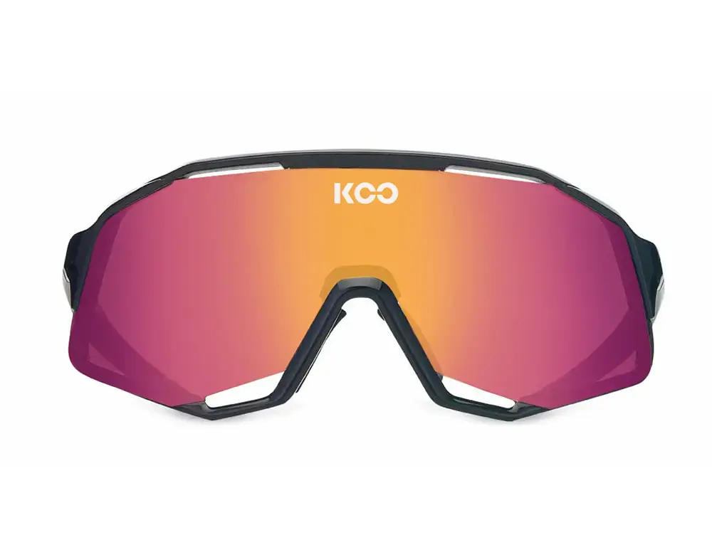 KOO DEMOS Sport Zonnebril Zwart met Photochromic Fuchsia Mirror Lens
