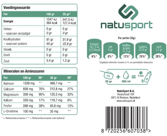 Natusport Isotonic Sportdrink Watermeloen 1 kg